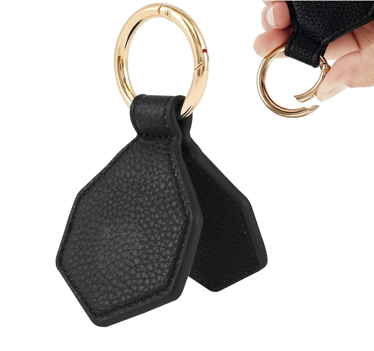 Vegan minimalistic hat clip, black leather style