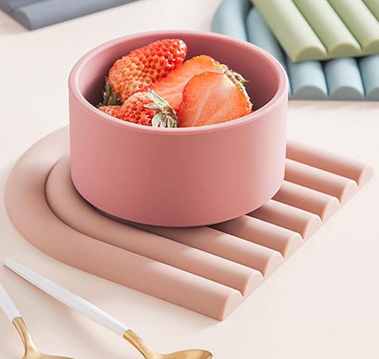 Silicone Rainbow shape Heat-resistant Mat, powder pink, 15cm