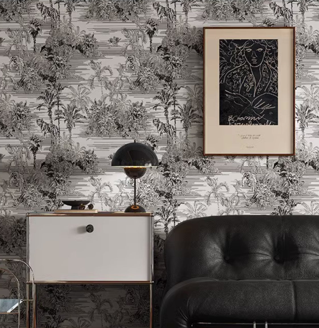 Sticker for wall and furnitures , Dark & light grey trees animals, 100 cm