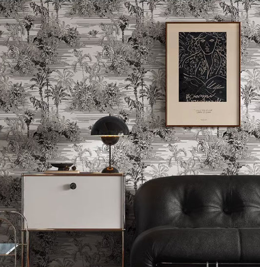Sticker for wall and furnitures , Dark & light grey trees animals, 100 cm