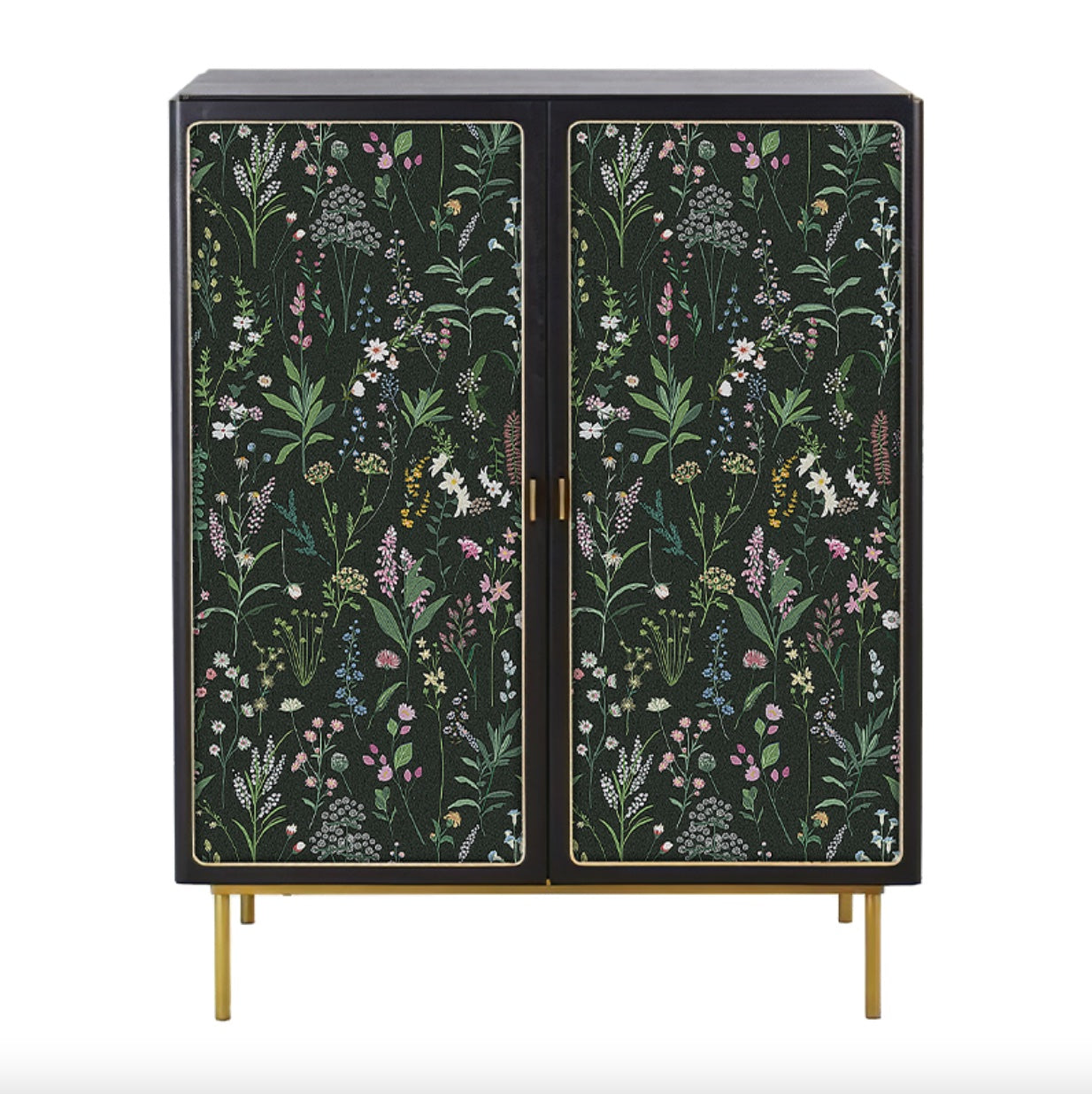 Flowers pattern Peel / stick, wall & furnitures sticker, black green flowers, 300 cm