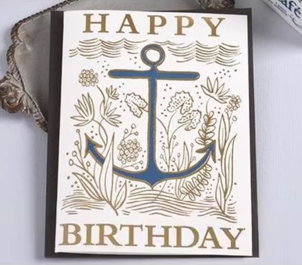 White golden embossed Birthday Card, Medium, set of 5pcs