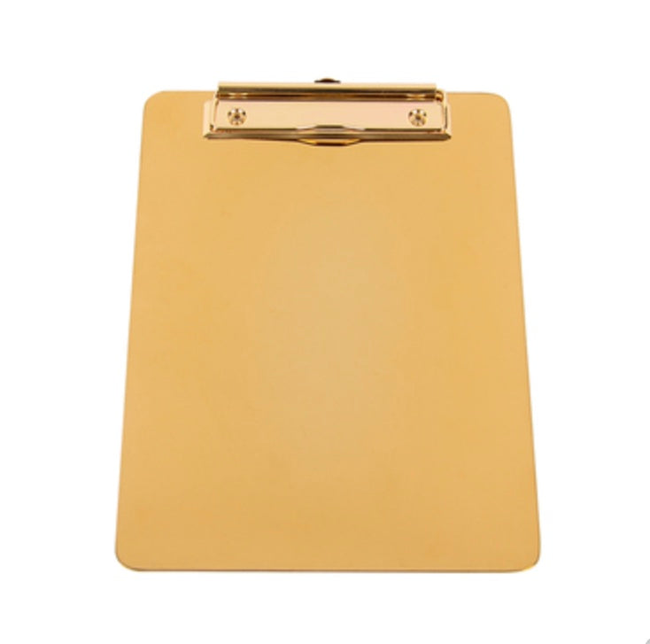 Metallic golden clipboard for A4 papers, gold colour with shiny finish