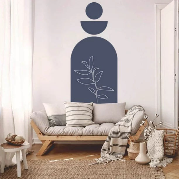 Peel and stick deep blue Arch wall sticker, 120 cm