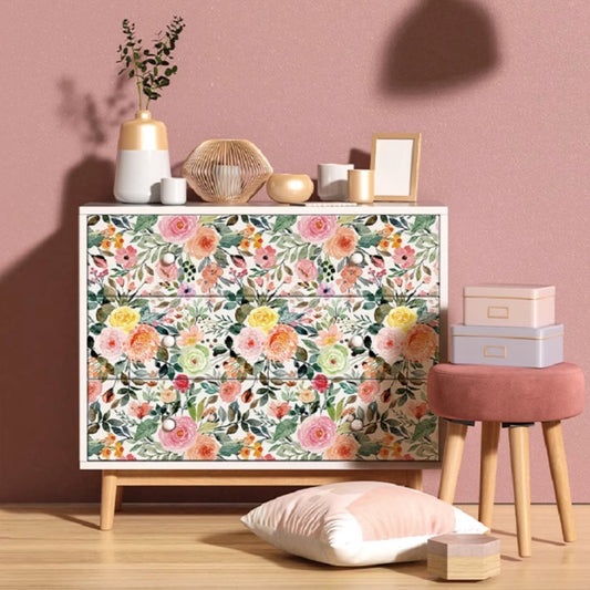 Flowers pattern Peel and stick, wall & furnitures sticker, peach pink, 300 cm